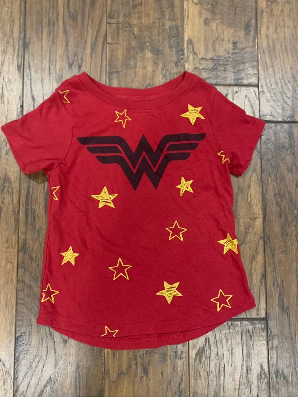 Wonder Woman Red Girls Tee with Gold Stars